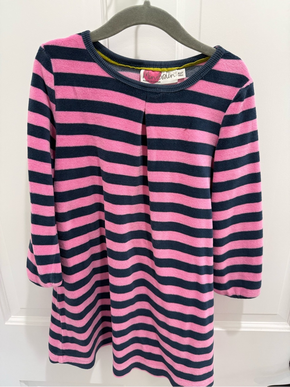 Mini Boden Pink and Navy Striped Long Sleeve Top 4-5 years